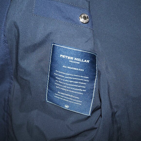 Peter Millar Discovery All Weather Field Jacket Men's L Navy Blue Full Zip Snap - Picture 10 of 14